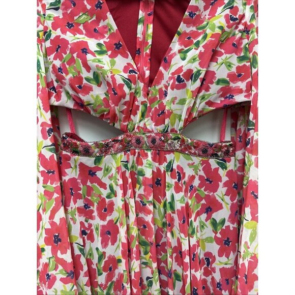 Mac Duggal Size 2 Pink Floral 9158 Bell Sleeve Mini Cocktail Party Dress New - Picture 8 of 13